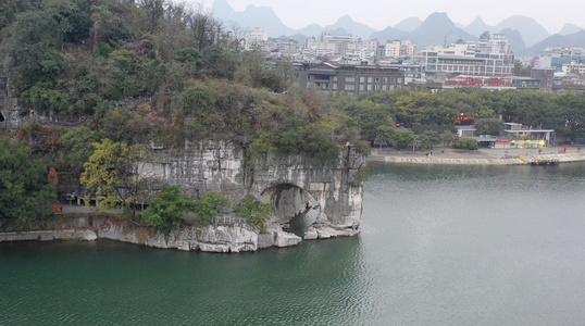 桂林漓江风光象鼻山航拍视频