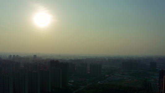 雾霾城市污染4k航拍视频