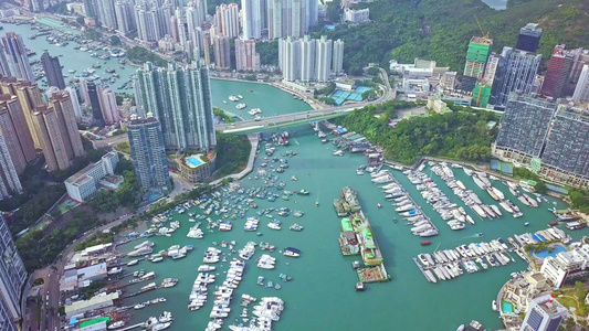 香港游艇码头航拍俯瞰视频