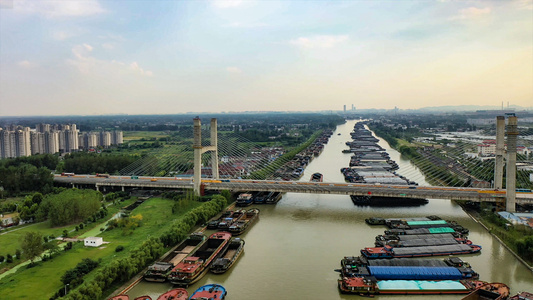 4K航拍扬州京杭大运河视频