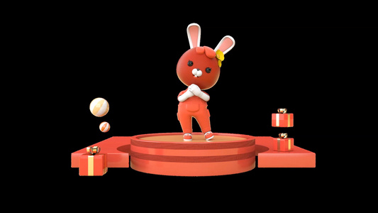  兔年春节动画元素视频