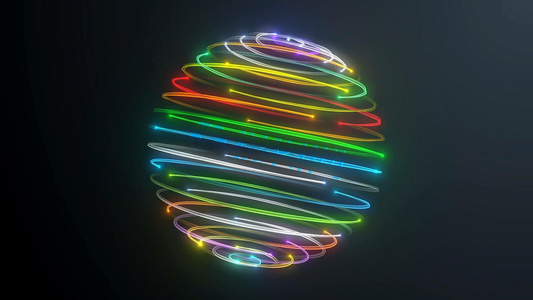 炫酷多彩光效线性圆形旋转运动弹出企业LOGO标志模版视频