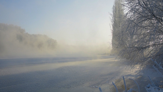 新疆温泉雾凇视频