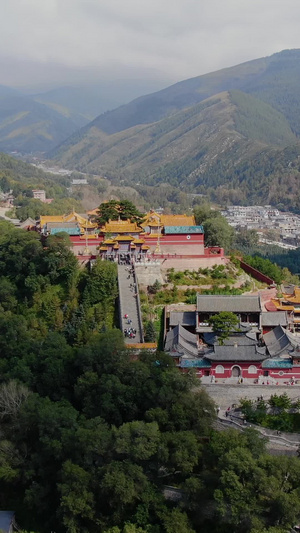 五台山景区旅游景点菩萨顶航拍视频世界文化遗产38秒视频