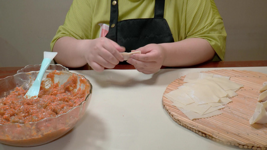 特写鲜虾馄饨制作方法视频