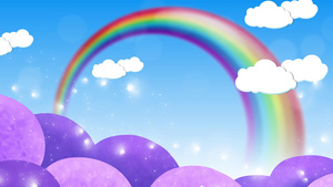 4K卡通彩虹天空背景20秒视频