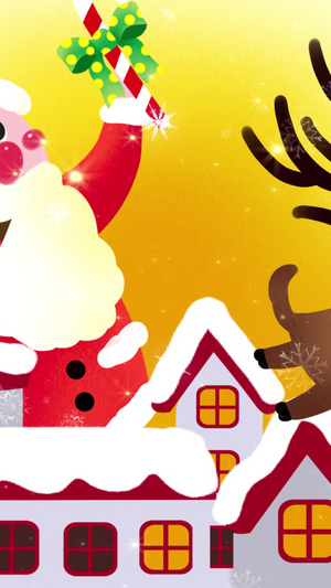 插画风唯美圣诞节雪景背景视频中国年60秒视频