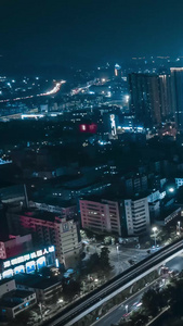 深圳城市夜景航拍延时赛博朋克黑冰色调时间流逝视频