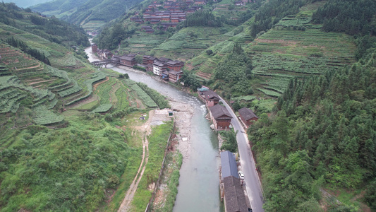 龙脊河的风景视频