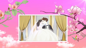 粉红色云端浪漫婚礼照片AE模板53秒视频