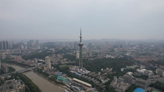 江苏南京电视塔地标建筑航拍 视频