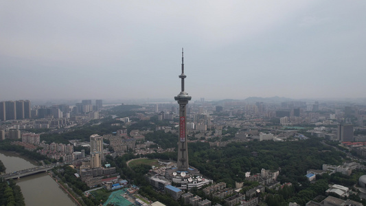 江苏南京电视塔地标建筑航拍 视频