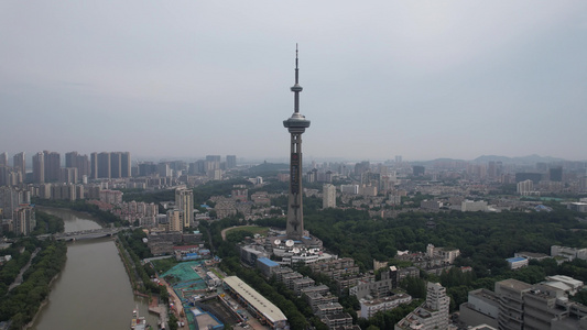 江苏南京电视塔地标建筑航拍 视频