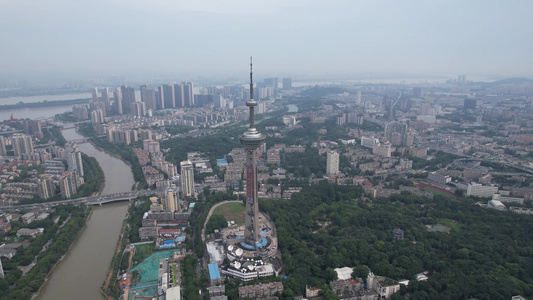 江苏南京电视塔地标建筑航拍 视频