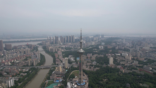 江苏南京电视塔地标建筑航拍 视频