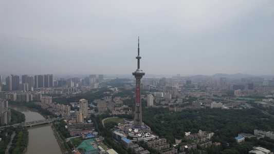 江苏南京电视塔地标建筑航拍 视频