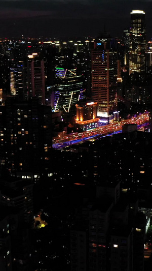航拍上海夜景写字楼50秒视频