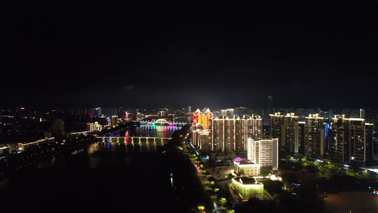 江西赣州城市夜景灯光航拍视频