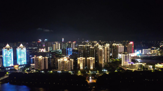 江西赣州城市夜景灯光航拍视频