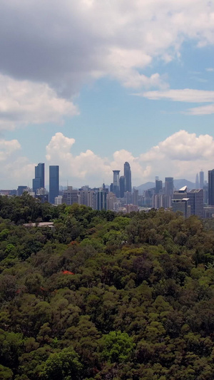大疆Air2s实拍大鹏展翅高飞下深圳城市建筑蓝天白云45秒视频
