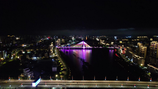 江西赣州城市夜景灯光航拍视频