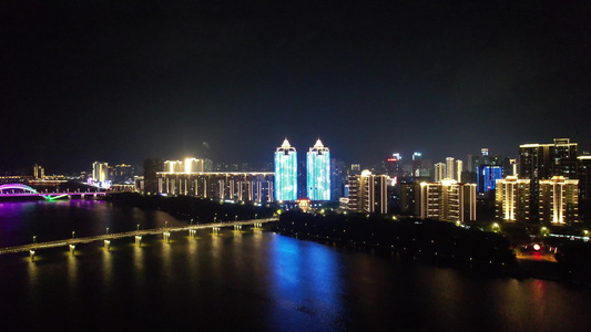 江西赣州城市夜景灯光航拍视频