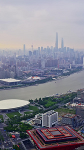 上海世博园天际线航拍城市风光视频