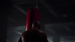 体育俱乐部里进行力量锻炼的男性拳击手20秒视频