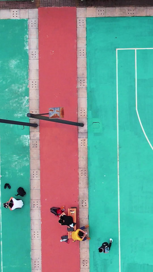 航拍城市校园篮球场比赛运动健身素材体育素材64秒视频