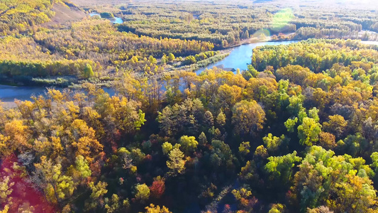 根河源国家湿地公园河流密布色彩斑斓视频