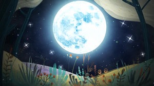 夜景月亮4K动态丛林星空闪烁视频背景30秒视频