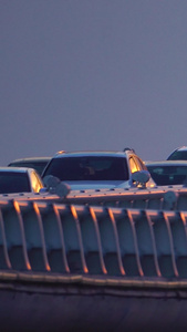夕阳车流桥上高架桥视频