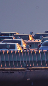 夕阳车流桥上高架桥视频