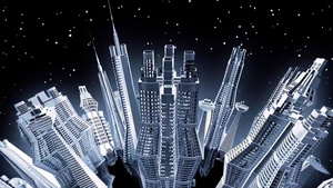 3D动画星球大厦建筑转动动感DJ神曲视频背景60秒视频