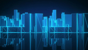 科技三维光效虚拟城市穿梭循环动画61秒视频