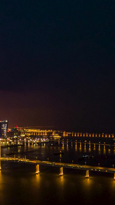 航拍澳门城市夜景移动延时摄影珠港澳大桥视频