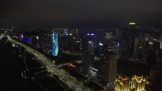 青岛城市夜景航拍视频