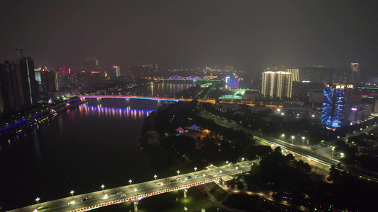 广西南宁城市夜景灯光航拍视频