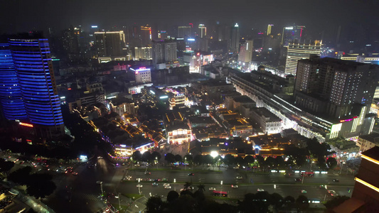 广西南宁城市夜景灯光航拍视频