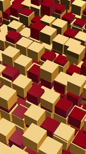 金色E3D立方体矩阵动画背景金属方块视频