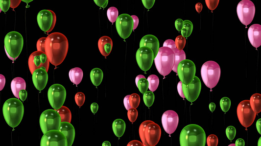 透明通道七彩气球上升动画视频素材视频
