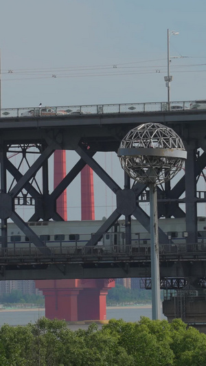 合集城市武汉长江大桥桥梁交通道路江景轨道火车物流轮船货运素材桥梁素材59秒视频