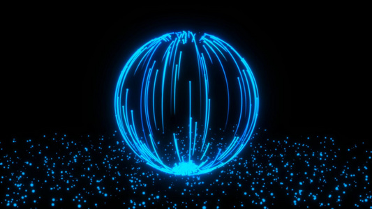 蓝色粒子圆形球视频