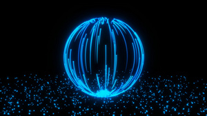 蓝色粒子圆形球15秒视频