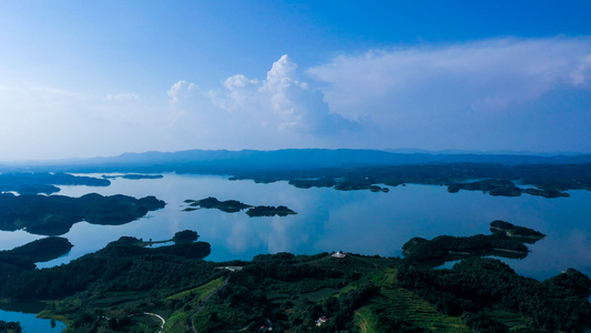 航拍湖北丹江口水库风景区视频