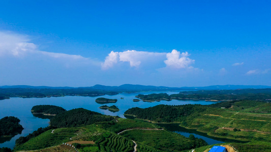 航拍湖北丹江口水库风景区视频