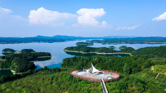 航拍湖北丹江口水库风景区视频