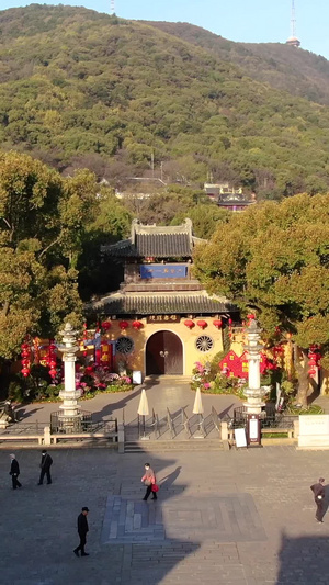 航拍5A景点惠山古镇景区惠山寺视频风景名胜75秒视频