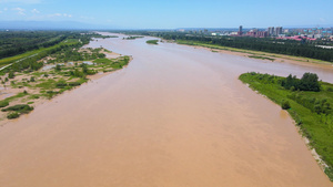 4K航拍上游洪水过境渭河段高清实拍视频23秒视频