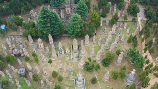 登封市少林寺塔林4K航拍视频